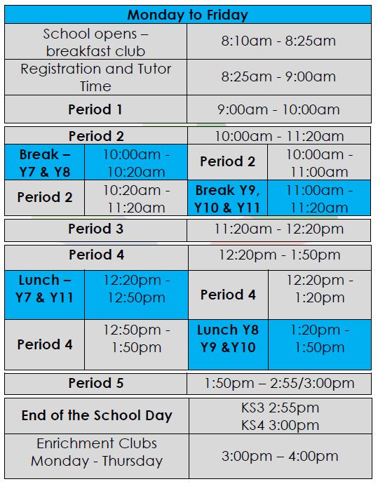 School Day And Term Dates Bradford Forster Academy School Day And Term Dates Bradford Forster Academy